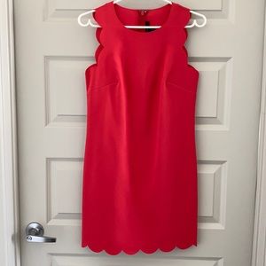J Crew watermelon shift dress with scalloped edges